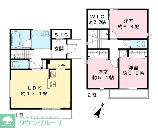 五香元山 E棟の物件間取画像